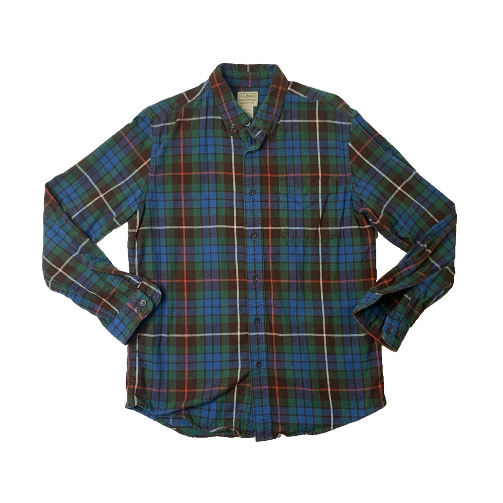 Vintage LL Bean Shirt Mens M Medium Cotton Scotch Plaid Flannel Slightly Fitted